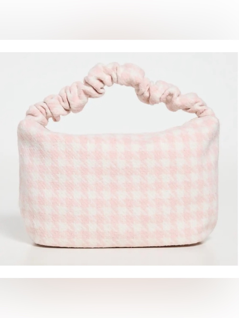 STONEY CLOVER LANE Pink Houndstooth Novelty Scrunch Handle Bag 🆕LIKE NEW🆕